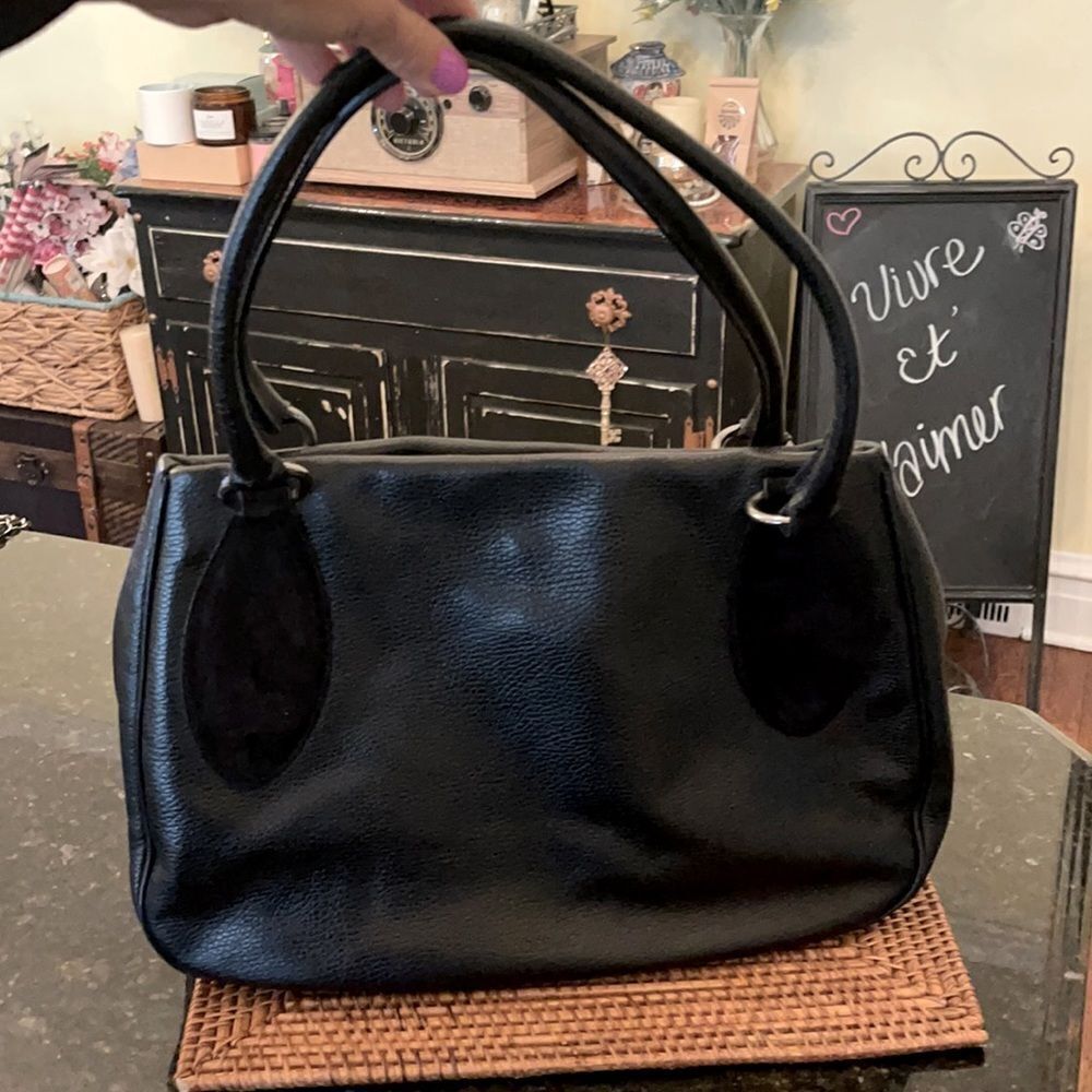 Black Leather & Suede Handbag MADE in ITALY DESMO